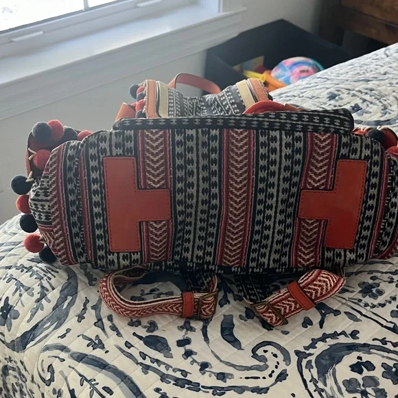 Tory Burch Black and Orange Patterned Backpack - Picture 6 of 7